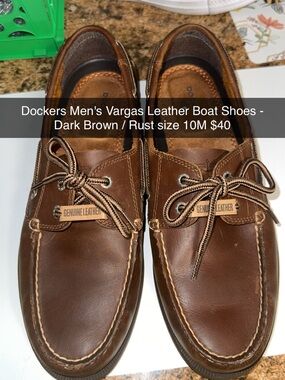 Dockers Brown Leather Boat Shoes with Contrast Laces